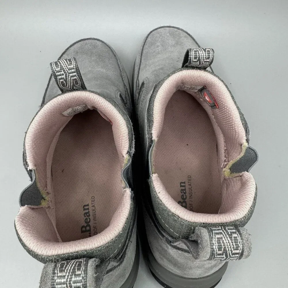 LL BEAN WOMEN'S  TEK 2.5 PULL-ON WINTER BOOT/SNEAKERS Size 7 Gray Pink Insulated